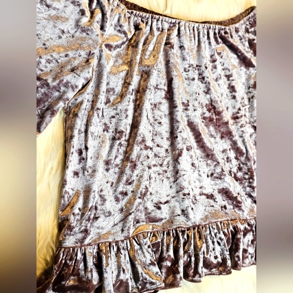 Anthropologie Sanctuary Julia Crushed Velvet Top Bell/Flare Sleeves Pink - Picture 11 of 13